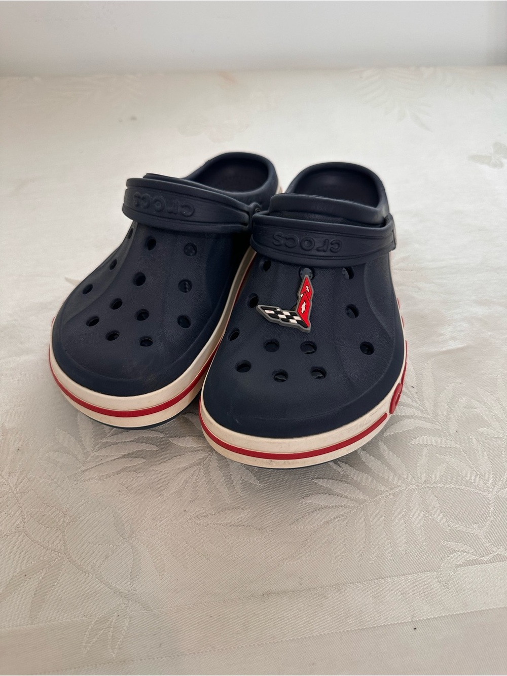 Crocs Kids Navy Clogs with Red-White Trim size J3